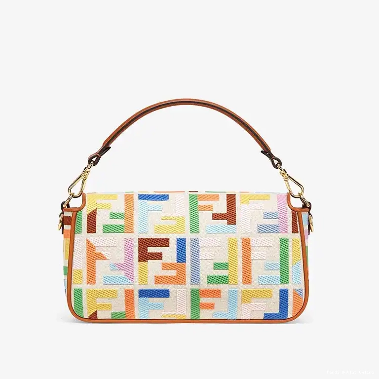Cheap Multicolor Canvas Bag Motif Baguette In Fendi Medium FF 0618
